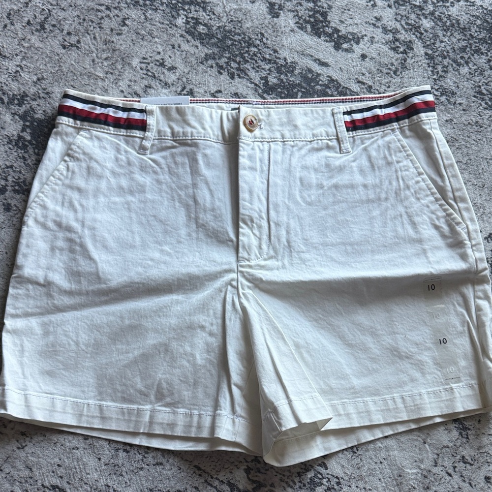 Tommy Hilfiger Cream Women's Shorts with Striped Accents
